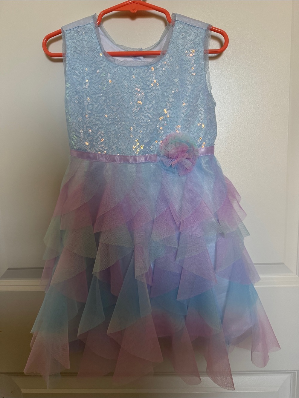 Pastel Sequin Layered Tulle Dress